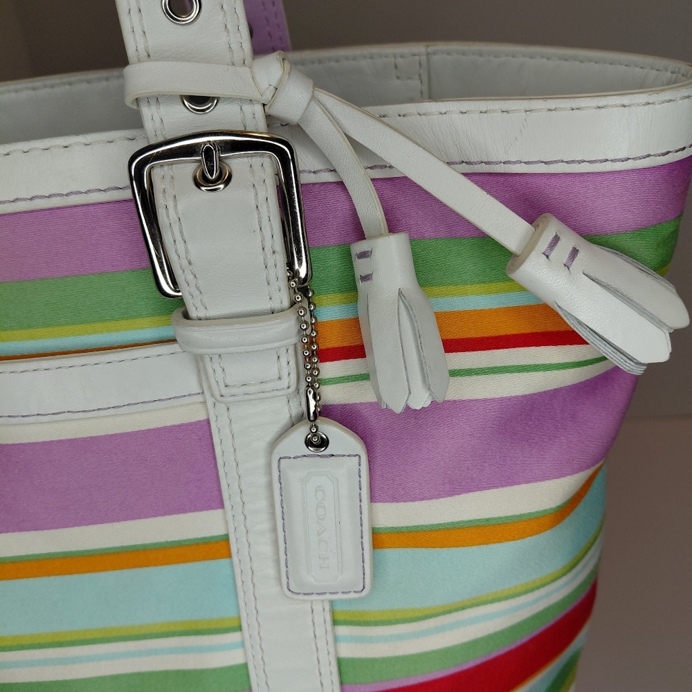 Coach Hampton Multicolor Striped Tote Bag - Picture 11 of 15